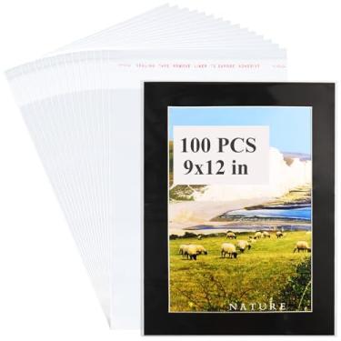 Imagem de Miraclekoo Sacos de celofane autovedantes para violoncelo, 24 x 30 cm, capas grossas de plástico transparente - Serve para tapetes de fotos de 23 x 30 cm, impressões de arte em aquarela, roupas de