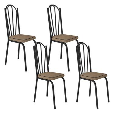 Imagem de Kit Com 04 Cadeiras 121 Preta Corino Rattan Artefamol