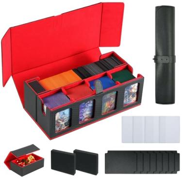 Imagem de WPGEAR Trading Card Deck Case for 1600 Cards, Storage Box with Display Windows for MTG Commander, Magic Cards, PTCG, Sport Cards and Other Trading Card Games - RED