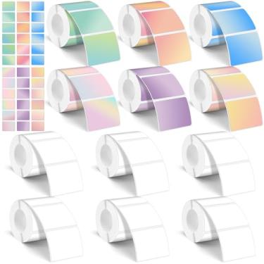 Imagem de Ctosree 12 rolos de etiquetas de impressora de papel térmico à prova d'água adesivos de etiquetas térmicas compatíveis com impressora Phomemo M110 M221 M220 M120 M200 M110s (cor gradiente, 3,5 x 3,5