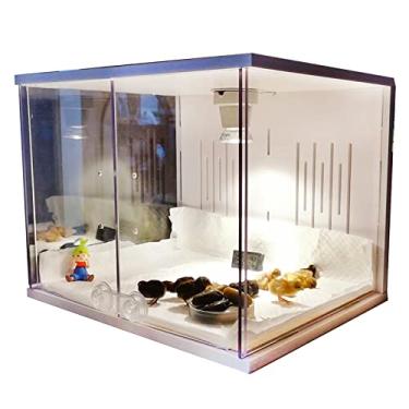 Imagem de HKDQ Chick Brooder Box para incubadora de pintinhos para incubadora de patos/papagaios/pintinhos com aquecimento, aquece até 25 pintinhos com conjunto de lâmpada de aquecimento (61 x 40 x 40 cm)
