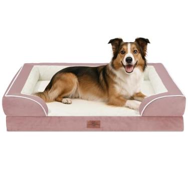 Imagem de Comfort Expression Cama grande para cães, impermeável, com espuma ortopédica, sofá-cama confortável para animais de estimação com capa removível lavável e fundo antiderrapante (G, rosa)