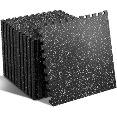 Imagem de SUPERJARE Tapetes De Equipamento De Exercício De 0,56 Polegadas De Espessura, Tapetes De Espuma Eva De 24 Ladrilhos Com Parte Superior De Borracha, Ladrilhos De Borracha Interligados Para Academia Em