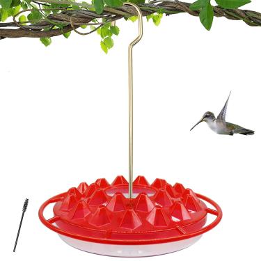 Imagem de NEWCARLAB Alimentador de beija-flor para pendurar ao ar livre, alimentador de pássaros selvagens de 293 ml, 25 portas de alimentação, fosso de formiga embutido, à prova de vazamento, fácil de limpar