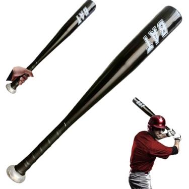 Imagem de Tacos de beisebol de alumínio para crianças e adultos Taco de beisebol de metal de 50 cm com alça embrulhada de substituição equipamento leve para treinamento, preto