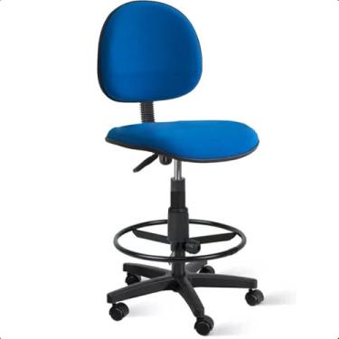 Imagem de Cadeira de Escritório Caixa Alta Executiva Azul Royal com Rodízios – Ergonômica com Aro de Aço para Bancadas Home Gourmet