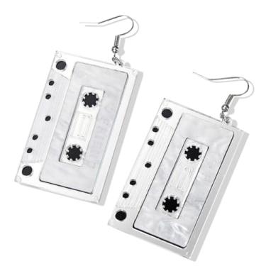 Imagem de Brincos de fita magnética de acrílico da moda retrô para festa dos anos 80, punk, retrô, cassette, colorido, pingente, brincos para festas noturnas, 0, Acrílico, Sem pedra preciosa