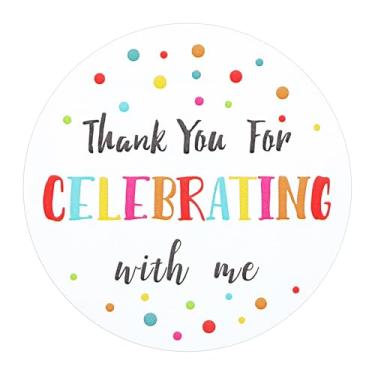 Imagem de 120 adesivos Thank You for Celebrating with Me, 5,5 cm com pontos coloridos redondos autoadesivos para sacolas de presente, envelopes, lembrancinhas de festa, casamento, aniversário
