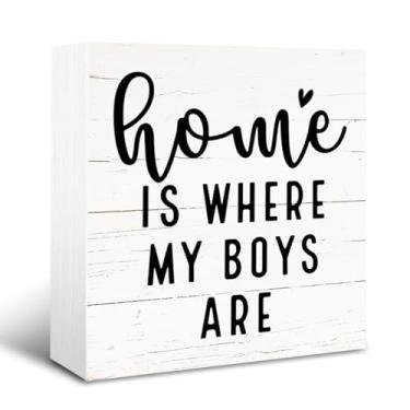 Imagem de Decoração de placas de casa, placa de madeira decorativa, decoração de sala de estar para prateleira, decoração de sala de família, arte de decoração de mesa, presente de dia das mães para meninos