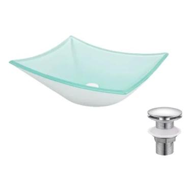 Imagem de Kit Cuba De Vidro Branca Para Banheiro + Válvula Click