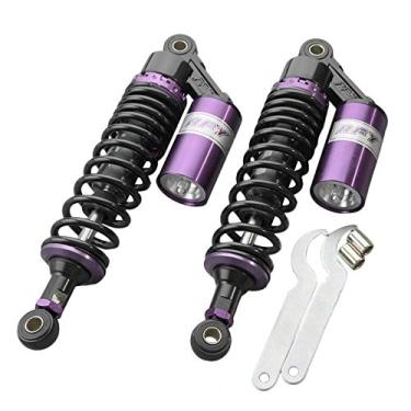 Imagem de Mallofusa Par de suspensão traseira universal de 320 mm de 320 mm para Honda Suzuki, Yamaha, Kawasaki, quadriciclo, motocicletas esportivas, preto, roxo