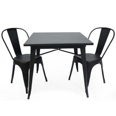 Imagem de Conjunto mesa Tolix 80cmX80cm + 2 cadeiras Tolix Preto - Cozinha, Bar, Restaurante, Pizzaria