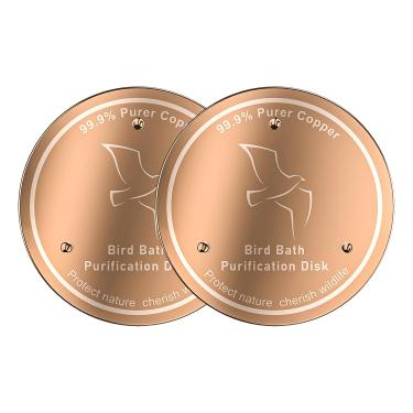 Imagem de Semusgx Purificador de água de placa de cobre para banho de pássaros com suporte de 3 pontos, limpador de água natural, acessório universal de banho para pássaros ao ar livre (6, amarelo)