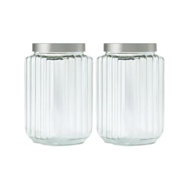 Imagem de 2 Pote Plástico Fileto 2,5LT Cozinha Porta Mantimentos Organizador Multiuso Premium (Cinza)