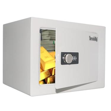 Imagem de Yuanshikj Cofre de aço com fechadura de segurança com combinação pequena, combinação de 3 dígitos com, 0,23 m cúbicos, 23 cm L x 17 cm P x 17 cm A, cofre portátil oculto para armazenamento de joias de
