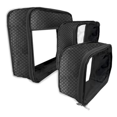 Imagem de Kit 3 Necessaire Transparente Unissex Grande Viagem Frasqueira Organiz