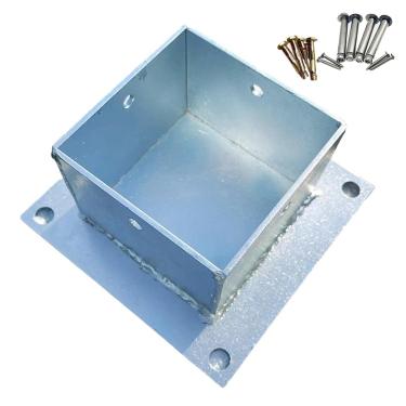 Imagem de 80 100 130 150 200 Mm Protetor De Poste, Suporte De Poste De Pérgola Para Deck Varanda Corrimão Corrimão Placa De Cerca, Engrossar Ferro Galvanizado Cerca De Jardim Base De P, 101x101x80MM