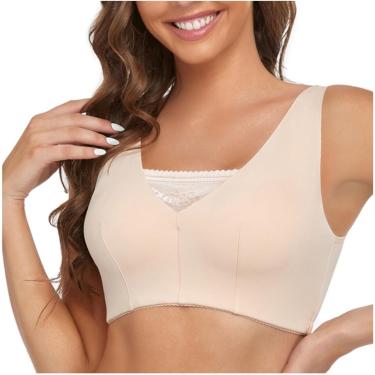 Imagem de Sutiã De Mastectomia De Cobertura Total Pós-cirúrgico Sutiãs Esportivos Diários Com Bolsos De Prótese Mamária Para Mulheres Sem Fio, Skin, XL/X-Large