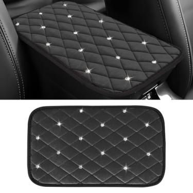 Imagem de Hovom Capa de console central de carro Bling 12,6" × 7,122 cm capa de apoio de braço fofa de strass de cristal para carros, almofada confortável para apoio de braço automotivo, protetor de descanso de