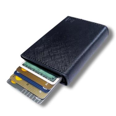 Imagem de Carteira Porta Cartões Masculina Couro PU ATNI RFID Antifurto Fecho Magnético Cinta Elástica Antiqueda Porta CNH Rígido Caixa Presentear Exclusiva Design Moderno Segurança Luxo High Perform (Ravena)