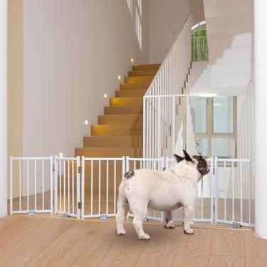 Imagem de No Pawblems Portão curto para cães, cerca dobrável de 40 cm de altura para ambientes internos e externos, portão extra largo para filhotes de até 182 cm para escadas, corredores, portas, deque