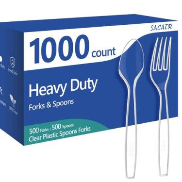 Imagem de Conjunto de talheres descartáveis de plástico SACATR 1000 unidades sem
