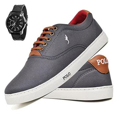 Imagem de Tênis Sapatênis Casual Polo Blu Com Relógio Analógico (Cinza, 45)
