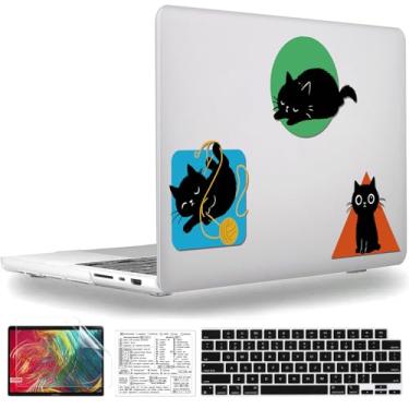 Imagem de QCzyc Capa de plástico compatível com MacBook Pro de 14 polegadas versão 2021-2024 M4 A3185 A3112 A3401 M3 A2992 A2918 M2 A2779 M1 A2442 capa de plástico e capa de teclado e adesivo de teclado Mac OS