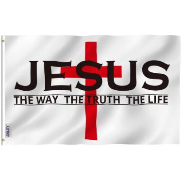 Imagem de Bandeira Anley Fly Breeze Jesus O Caminho A Verdade A Vida 90x150cm