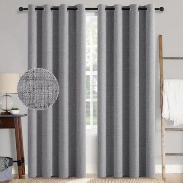 Imagem de Cortinas MIULEE Linen Texture 100% Blackout Thermal Grey 2,1 m