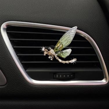 Imagem de Clipes de ventilação Bling Dragonfly, lindos clipes de ventilação de purificadores de ar de carro, clipe de ventilação difusor automático de diamante de strass para mulheres e meninas, acessórios de