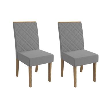 Imagem de Cadeira Sala de Jantar Gardênia 2CAD149 Madeirado Kit 2 Un Canela/Boucle Cinza - Kappesberg