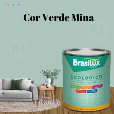 Imagem de Esmalte Sintético Base Água Brasilux Ecologico Cor Verde 800ML Brilhan