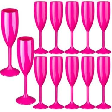 Imagem de Rkyhwowby Taça de acrílico para flauta de champanhe, reutilizável, inquebrável, taças de champanhe para despedida de solteira, casamento, chá de noiva (12, rosa)