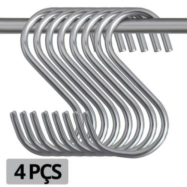 Imagem de KIT 5 a 10 Ganchos Em Forma de S Armazenamento Suspenso Aço Inox para 