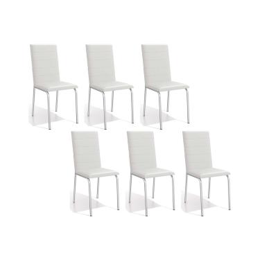 Imagem de Cadeira de Cozinha Amsterdã C091 Kit 6 Un Cromada/Branco 106 - Kappesberg