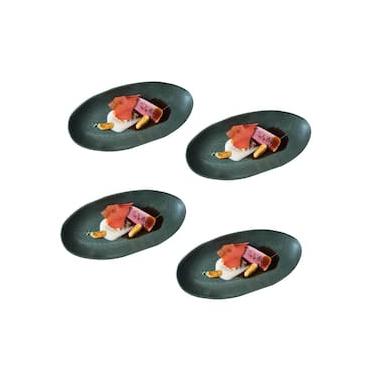 Imagem de Conjunto de Travessas Ovais Grandes Porto Brasil Orgânico Greenery 32x16cm - 4 Peças