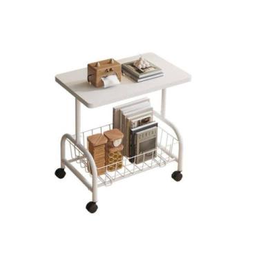 Imagem de Mesa Lateral Multiuso Com Rodinhas - Branca - TOP RIO