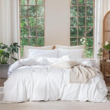 Imagem de Conjunto de capa de edredom MooMee Bedding 100% algodão lavado Queen