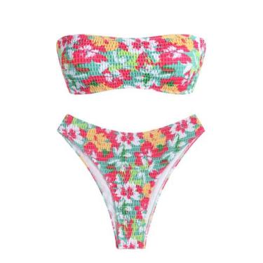 Imagem de Biquíni feminino ZAFUL, sem alças, canelado, de corte alto, 2 peças