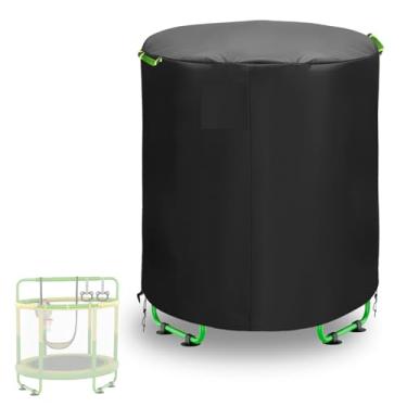 Imagem de Capa para Trampolim Infantil, 147x150cm Capa Trampolim Redonda Impermeável de Tecido Oxford PU 600D com Ventilação Cordão Fivela Pressão Alça Acolchoada e Bolsa Armazenamento(Preta)