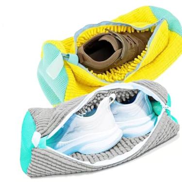 Imagem de Bolsa para máquina de lavar sapatos, 2 peças de bolsa de sapatos para máquina de lavar roupa para tênis, sacos de limpeza de sapatos reutilizáveis para todos os tipos e tamanhos de sapatos