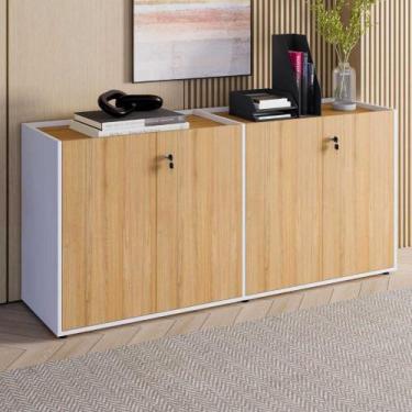 Imagem de Armário Baixo 1,58m Duplo 4 Portas Tampo Embutido F5 Office - F5 Offic