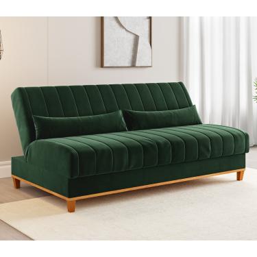 Imagem de Sofá Cama 180cm Veludo Santorini Viero - Veludo Oliva