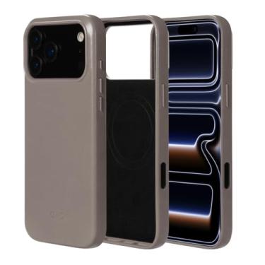 Imagem de alto Capa compatível com iPhone 17 Pro Max 2025, capa magnética de couro italiano compatível com Apple MagSafe, capa protetora contra quedas da série Clop (iPhone 17 Pro Max, 6,9 polegadas, cinza
