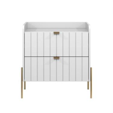 Imagem de Mesa De Cabeceira Madeira Mdf 60cm Pé Dourado Quarto Casal - Aprire Mó