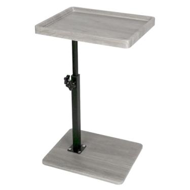 Imagem de COMEON Mesa lateral de sofá-cama, mesa lateral de sofá de altura ajustável, bandeja de TV, mesa de centro pequena para quarto, sala de estar (cinza, quadrada)