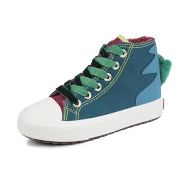 Imagem de Sapatos de lona de lã de inverno de cano alto para crianças, sapatos de tabuleiro casuais para meninos e meninas, sapatos de algodão quentes com zíper lateral para crianças, sapatos de algodão estilo