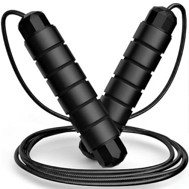 Imagem de Corda de Pular Speed Rope Profissional Ajustável – Cabo de Aço com Rolamentos de Alta Velocidade e Alças Ergonômicas em Espuma para Crossfit, Boxe, HIIT, Fitness e Emagrecimento