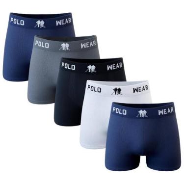 Imagem de Kit C/ 5 Cuecas Boxer Polo Wear Lisa Microfibra, Sortido, GG